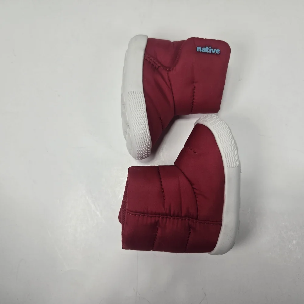 Native Chamonix Baby Red & White Snow Ankle Boots Booties Size Baby 1 B1